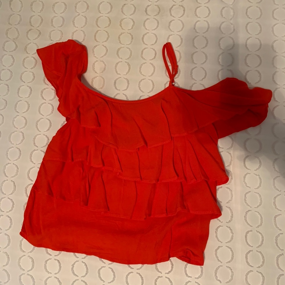 Red ruffled top